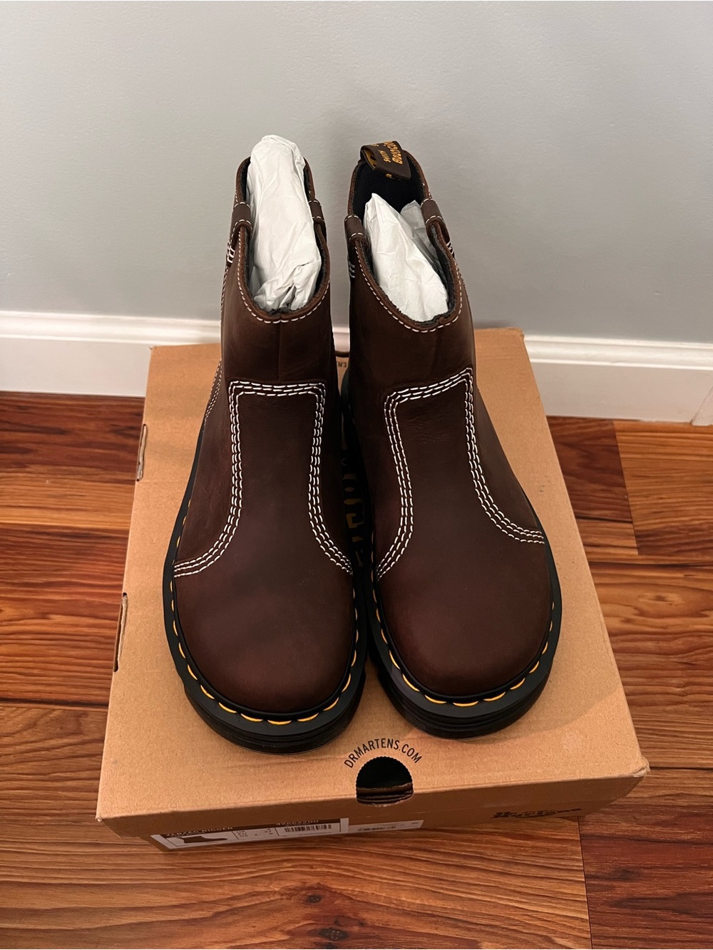Dr. Martens | Zebzag Rigger Slip On Leather Boots in Dark Brown - Picture 5 of 7